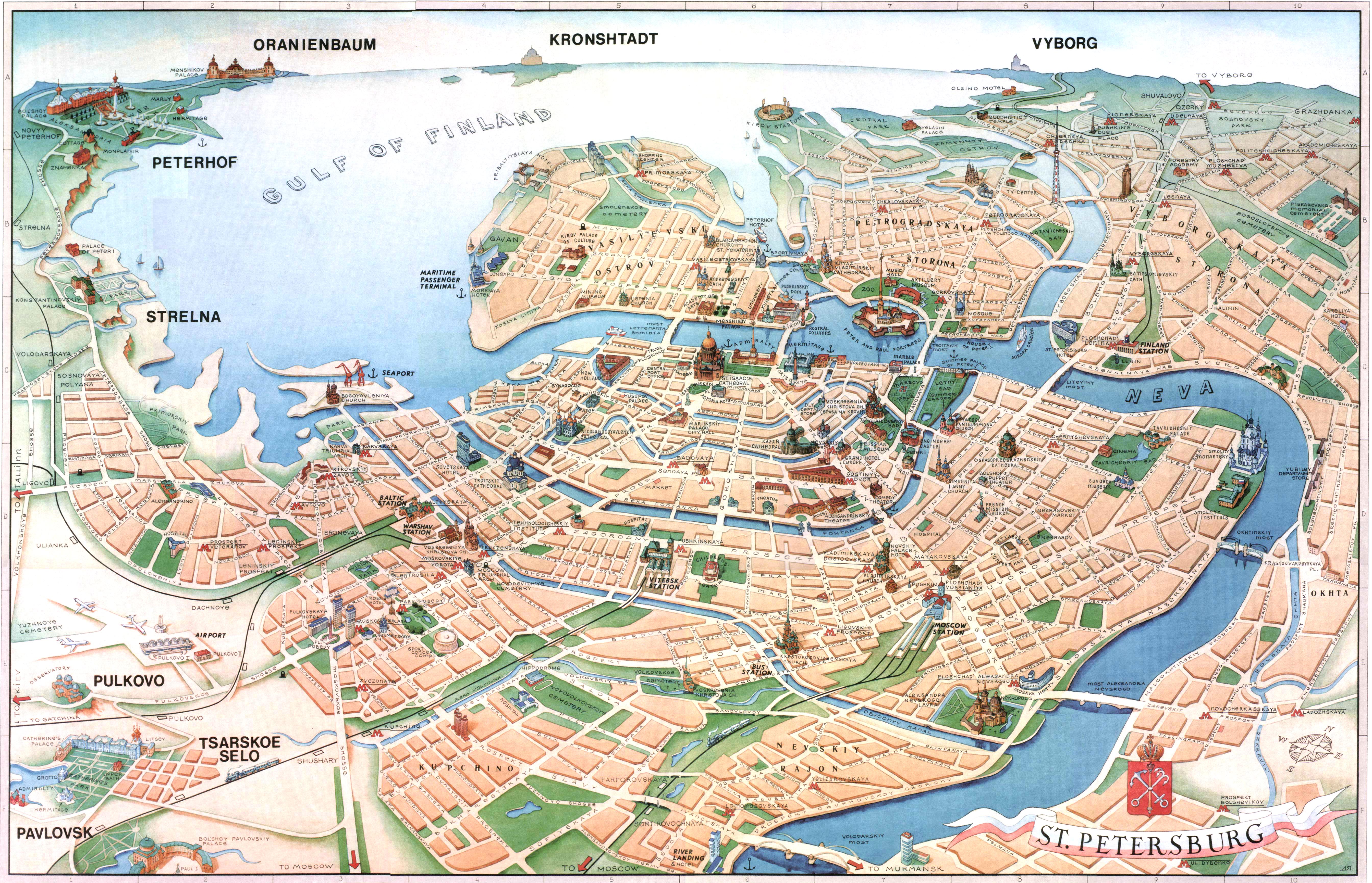 Mapa turístico de San Petersburgo - Rusia